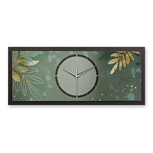 Kreative Feder 3D Designer-Wanduhr Green & Gold in modernem Metallic-Look 70x30cm rechteckig quer analog lautlos ohne Ticken (Green & Gold, leises Funkuhrwerk) von Kreative Feder
