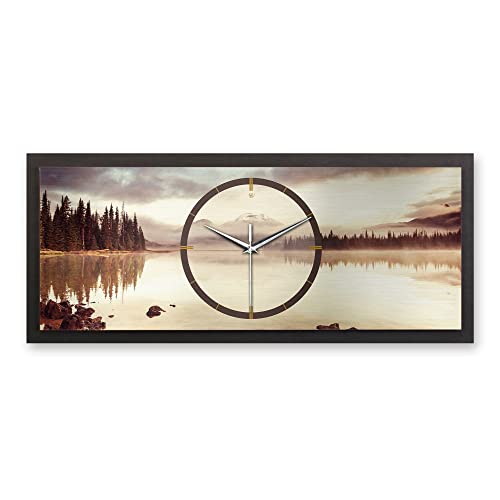 Kreative Feder 3D Designer-Wanduhr Calm Lake in modernem Metallic-Look 70x30cm rechteckig quer analog lautlos ohne Ticken (Calm Lake, leises Funkuhrwerk) von Kreative Feder