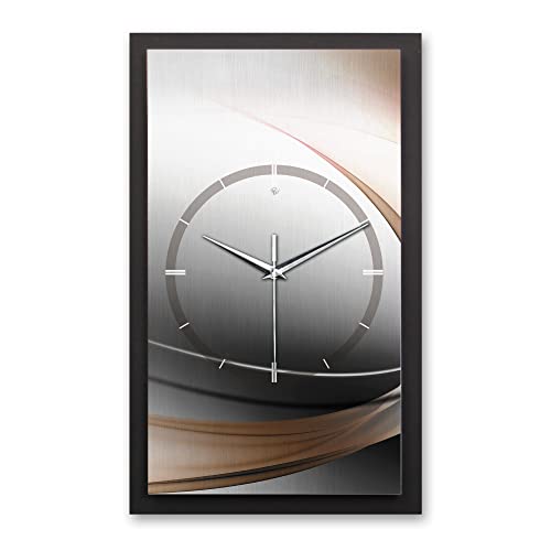 Kreative Feder 3D Designer-Wanduhr Dynamic in modernem Metallic-Look 50x30cm rechteckig analog lautlos ohne Ticken (leises Funkuhrwerk) von Kreative Feder