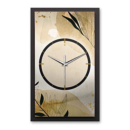 Kreative Feder 3D Designer-Wanduhr Elegant Leaves in modernem Metallic-Look 50x30cm rechteckig analog lautlos ohne Ticken (leises Funkuhrwerk) von Kreative Feder