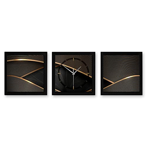 Kreative Feder 3D Designer-Wanduhr Elegant Lines 3-teilige Funkuhr 150x50cm Schwarz in modernem Metallic-Look rechteckig ohne Tickgeräusche (Querformat 150x50cm, Funkuhrwerk) von Kreative Feder