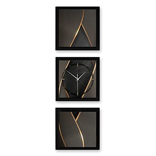 Kreative Feder 3D Designer-Wanduhr Elegant Lines 3-teilige Quarzuhr 150x50cm Schwarz in modernem Metallic-Look rechteckig ohne Tickgeräusche (Hochformat 150x50cm, Quarzuhrwerk) von Kreative Feder