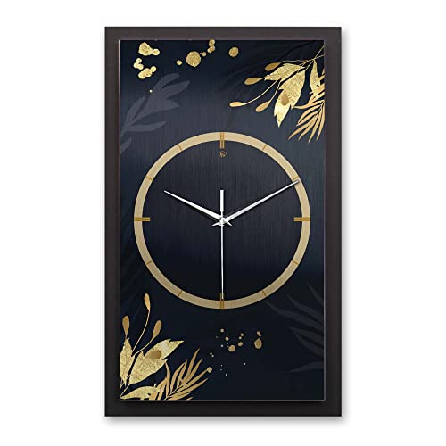 Kreative Feder 3D Designer-Wanduhr Gold & Blue in modernem Metallic-Look 50x30cm rechteckig analog lautlos ohne Ticken (leises Quarzuhrwerk) von Kreative Feder