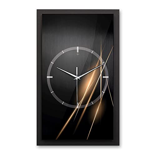 Kreative Feder 3D Designer-Wanduhr Golden Lights in modernem Metallic-Look 50x30cm rechteckig analog lautlos ohne Ticken (leises Quarzuhrwerk) von Kreative Feder