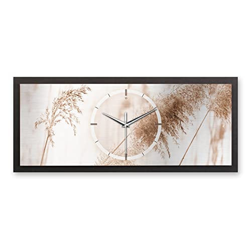 Kreative Feder 3D Designer-Wanduhr Gräser in modernem Metallic-Look 70x30cm rechteckig quer analog lautlos ohne Ticken (Gräser, leises Funkuhrwerk) von Kreative Feder