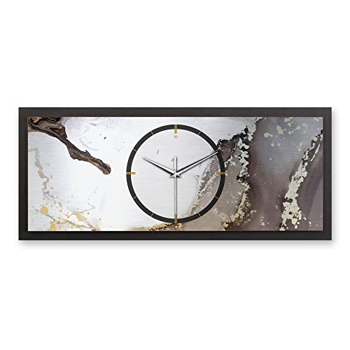 Kreative Feder 3D Designer-Wanduhr Grey in modernem Metallic-Look 70x30cm rechteckig quer analog lautlos ohne Ticken (leises Funkuhrwerk) von Kreative Feder