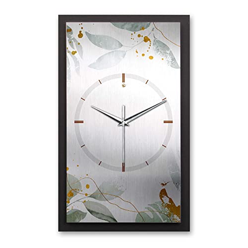 Kreative Feder 3D Designer-Wanduhr Leaves & Gold in modernem Metallic-Look 50x30cm rechteckig analog lautlos ohne Ticken (leises Funkuhrwerk) von Kreative Feder