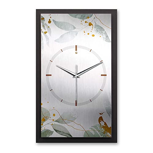 Kreative Feder 3D Designer-Wanduhr Leaves & Gold in modernem Metallic-Look 50x30cm rechteckig analog lautlos ohne Ticken (Leaves & Gold, leises Funkuhrwerk) von Kreative Feder