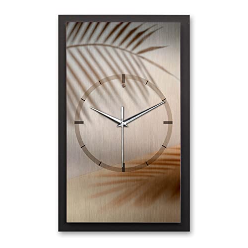 Kreative Feder 3D Designer-Wanduhr Palm Leaves in modernem Metallic-Look 50x30cm rechteckig analog lautlos ohne Ticken (leises Funkuhrwerk) von Kreative Feder