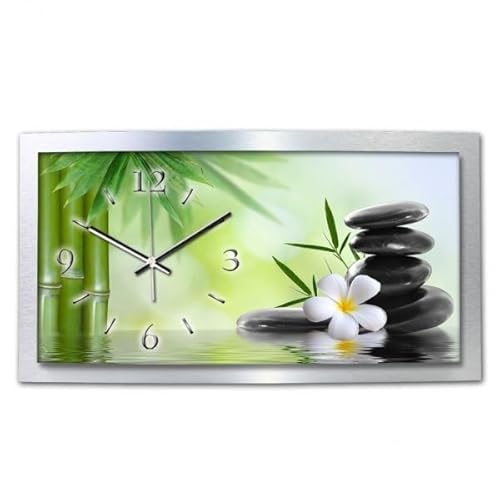 Kreative Feder 3D Designer-Wanduhr Relax Blüte in modernem Metallic-Design; leise Quarzuhr mit Motiv in Zwei Größen (Relax, 80x40cm; leises Quarzuhrwerk) von Kreative Feder