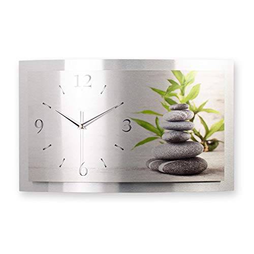 Kreative Feder 3D Designer-Wanduhr Relax in modernem Metallic-Design; leise Funkuhr mit glänzendem Motiv wahlweise in Zwei Größen (Relax, 80x40cm; leises Funkuhrwerk) von Kreative Feder