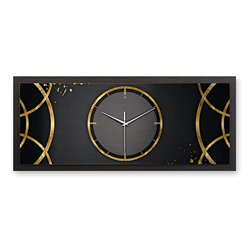 Kreative Feder 3D Designer-Wanduhr Ring in modernem Metallic-Look 70x30cm rechteckig quer analog lautlos ohne Ticken (Ring, leises Funkuhrwerk) von Kreative Feder