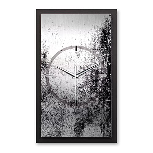 Kreative Feder 3D Designer-Wanduhr Scratched Metal in modernem Metallic-Look 50x30cm rechteckig analog lautlos ohne Ticken (Scratched Metal, leises Funkuhrwerk) von Kreative Feder
