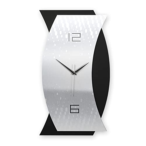 Kreative Feder 3D Designer-Wanduhr Silver Light abstrakte Funkuhr 50x28cm Schwarz in modernem Metallic-Look ohne Tickgeräusche (Silver Light, leises Funkuhrwerk) von Kreative Feder