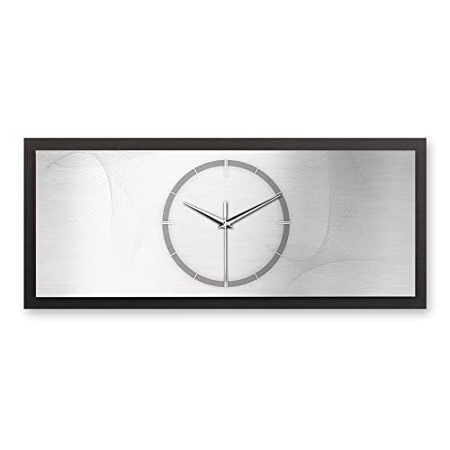 Kreative Feder 3D Designer-Wanduhr Silver Net in modernem Metallic-Look 70x30cm rechteckig quer analog lautlos ohne Ticken (Silver Net, leises Funkuhrwerk) von Kreative Feder