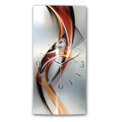Kreative Feder „Abstrakt“ - Designer-Wanduhr aus gebürstetem Aluminium in Zwei Größen mit leisem Uhrwerk (Abstrakt orange-rot, Funkuhr 80x40cm) Kreative Feder „Abstrakt“ - Designer-Wanduhr aus gebürstetem Aluminium in Zwei Größen mit leisem Uhrwerk (Abstrakt orange-rot, Funkuhr 80x40cm) von Kreative Feder