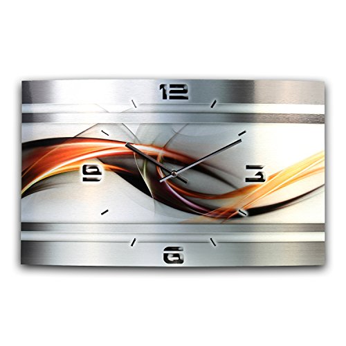 Kreative Feder „Abstrakt“ - Designer-Wanduhr aus gebürstetem Aluminium Größe 50x30cm mit leisem Uhrwerk wahlweise Funk oder Quarz (Abstrakt Metallic, leises Funkuhrwerk) Kreative Feder „Abstrakt“ - Designer-Wanduhr aus gebürstetem Aluminium Größe 50x30cm mit leisem Uhrwerk wahlweise Funk oder Quarz (Abstrakt Metallic, leises Funkuhrwerk) von Kreative Feder