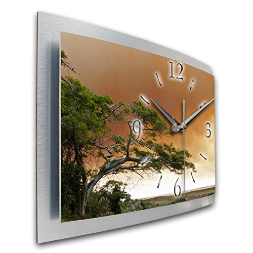 Kreative Feder Afrika Natur Chill Out Wanduhr 3D XXL Designer leise Funk Motiv Funkuhr Wandbild modernes Design WAA068FL (50x30cm) von Kreative Feder