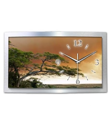 Kreative Feder Afrika Natur Chill Out Wanduhr 3D XXL Designer leise Funk Motiv Funkuhr Wandbild modernes Design WAA068FL (50x30cm) von Kreative Feder