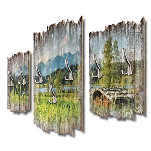 Kreative Feder Alpenseepanorama Designer Wandgarderobe Flurgarderobe Wandpaneele 95 x 60 cm aus MDF DTGH039 von Kreative Feder