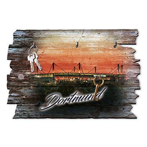 Kreative Feder Dortmund Stadion Designer Schlüsselbrett | Schlüsselleiste | Hakenleiste | Landhaus Shabby-Style aus Holz 30x20cm, HSB048 von Kreative Feder