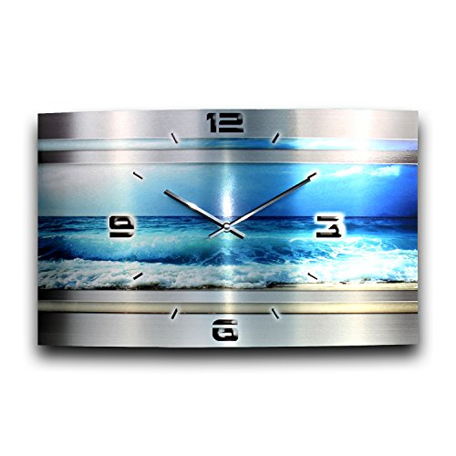 Kreative Feder „Abstrakt“ - Designer-Wanduhr aus gebürstetem Aluminium Größe 50x30cm mit leisem Uhrwerk wahlweise Funk oder Quarz (Blue Ocean Metallic, leises Funkuhrwerk) Kreative Feder „Abstrakt“ - Designer-Wanduhr aus gebürstetem Aluminium Größe 50x30cm mit leisem Uhrwerk wahlweise Funk oder Quarz (Blue Ocean Metallic, leises Funkuhrwerk) von Kreative Feder