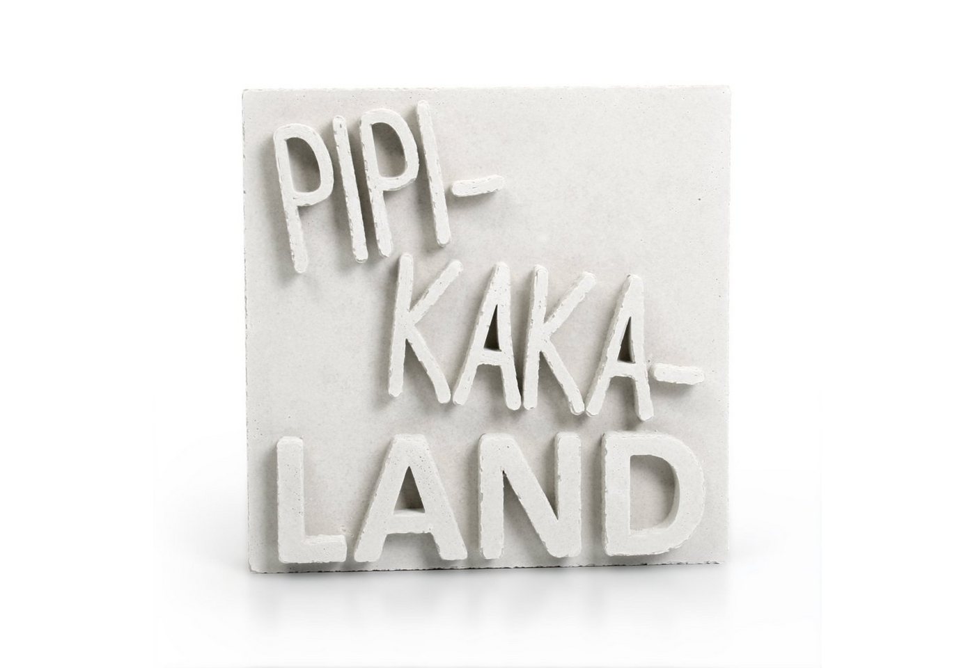 Kreative Feder Deko-Schriftzug Dekorativer AUFSTELLER „PIPI-KAKA-LAND“ handgegossen aus Beton, jedes Einzelstück ein Unikat von Kreative Feder