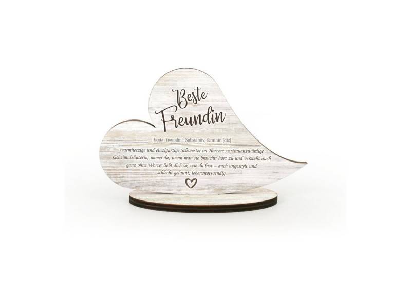 Kreative Feder Dekoobjekt Herz-Aufsteller „Beste Freundin“- freistehende Holz-Deko, schild tischdeko wohndeko spruch freundschaft von Kreative Feder