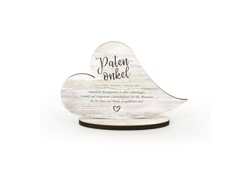 Kreative Feder Dekoobjekt Herz-Aufsteller „Patenonkel“ - freistehende Holz-Deko, tischdeko wohndeko liebe familie pate onkel taufe von Kreative Feder