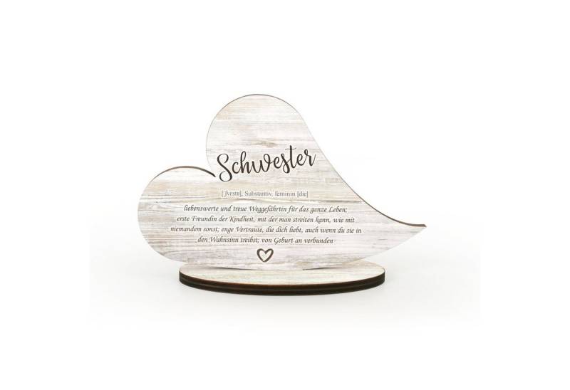 Kreative Feder Dekoobjekt Herz-Aufsteller „Schwester“- freistehende Holz-Deko, tischdeko wohndeko spruch liebe familie schwester von Kreative Feder