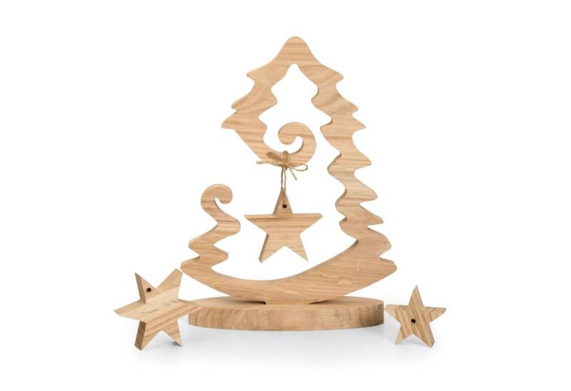 Kreative Feder Dekoobjekt Weihnachtsbaum-Aufsteller „Ornament“- im Set mit 3 Holz-Sternen, Weihnachts-Aufsteller Weihnachts-Deko von Kreative Feder