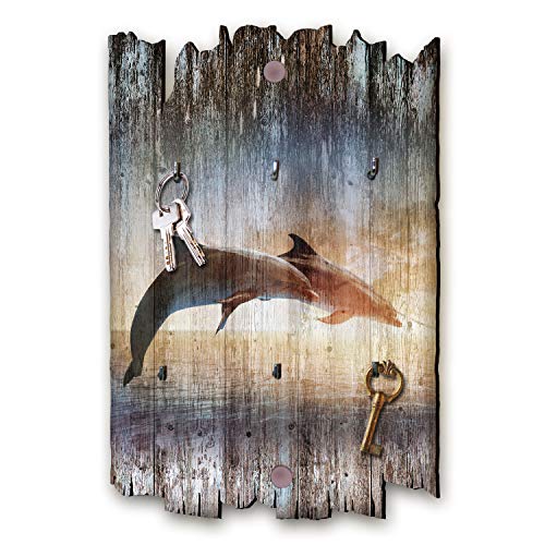 Kreative Feder Delfine Designer Schlüsselbrett, Hakenleiste Landhaus Style, Shabby aus Holz 30x20cm, HSB080 von Kreative Feder