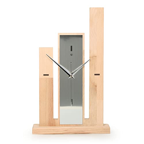 Kreative Feder Designer-STANDUHR „Stairs“ aus Massivholz – analoge TISCHUHR ohne Tickgeräusche (leises Quarzuhrwerk, Buche) von Kreative Feder