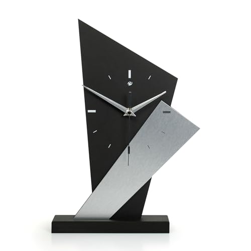 Kreative Feder Designer-Standuhr „Square“ aus Holz – Schwarze Tischuhr in modernem Metallic-Look ohne Ticken (leises Funkuhrwerk) von Kreative Feder