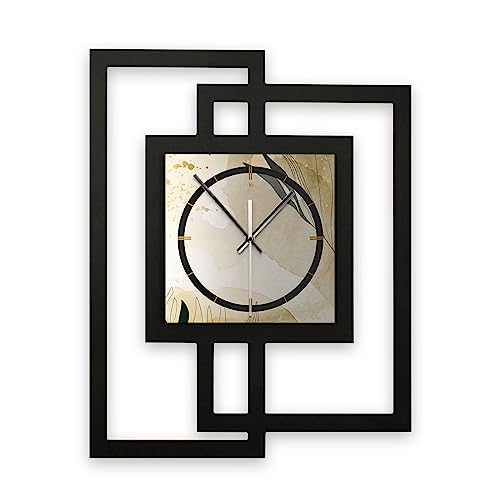 Kreative Feder Designer-Wanduhr in modernem Metallic-Look ohne Tickgeräusche (Elegant Leaves, leises Funkuhrwerk) von Kreative Feder