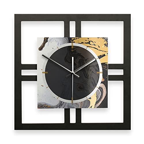 Kreative Feder Designer-WANDUHR Gold & Black Ink in modernem Metallic-Look ohne Tickgeräusche (Gold & Black Ink, leises Quarzuhrwerk) von Kreative Feder