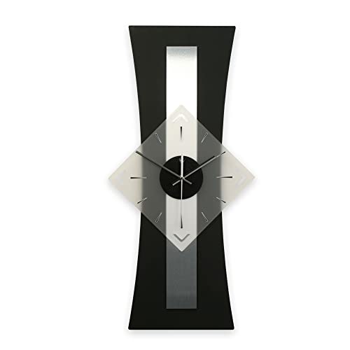 Kreative Feder Designer-WANDUHR „Silver Stripe“ in modernem Metallic-Look ohne Tickgeräusche (leises Funkuhrwerk) von Kreative Feder