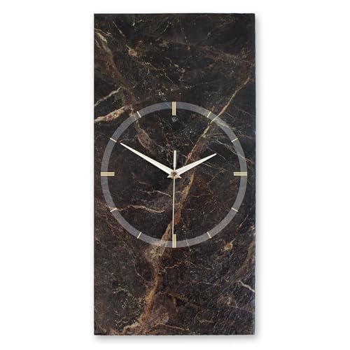 Kreative Feder Designer-Wanduhr Brown Marble aus Stein mit Zeigern aus gebürstetem Aluminium - Designeruhr aus Stein mit flüsterleisem Uhrwerk (Brown Marble, leises Quarzuhrwerk) von Kreative Feder