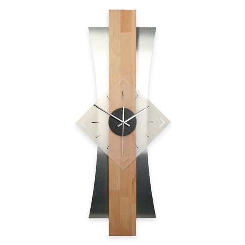 Kreative Feder Designer-WANDUHR aus hochwertigem Buchenholz mit modernem Metallic-Look (Buche, leises Funkuhrwerk) von Kreative Feder