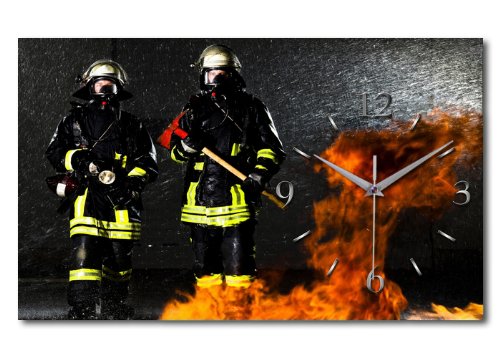 Kreative Feder Designer Wanduhr „Feuerwehr“ - leise Funkuhr Größe 50x30cm schwarz-rot in modernem Design WAG157FL von Kreative Feder