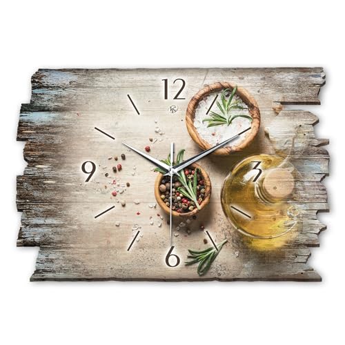 Kreative Feder Designer Wanduhr „Gewürze“ aus Holz 40x27cm im Shabby Style Design - Designeruhr mit flüsterleisem Uhrwerk ohne Ticken (Gewürze, leises Funkuhrwerk) von Kreative Feder