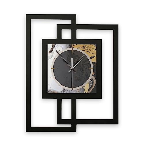 Kreative Feder Designer-Wanduhr „Gold & Black Ink“ in modernem Metallic-Look ohne Tickgeräusche (Funk/Quarz) (Funkuhrwerk) von Kreative Feder