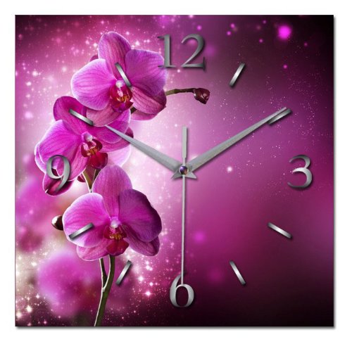 Kreative Feder Designer Wanduhr „Orchidee“ - leise Funkuhr Größe 30x30cm pink in modernem Design WAG079FL von Kreative Feder