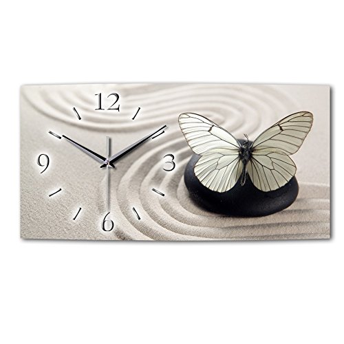 Kreative Feder Designer Wanduhr „Schmetterling“ - leise Funkuhr Größe 50x25cm beige in modernem Design WA170FL von Kreative Feder