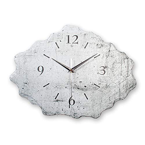 Kreative Feder Designer-Wanduhr aus Stein (Beton) mit flüsterleisem Uhrwerk - Marmor Optik weiß (leises Funkuhrwerk) von Kreative Feder