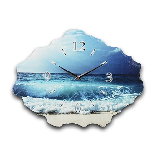 Kreative Feder Designer-Wanduhr aus Stein (Beton) mit flüsterleisem Uhrwerk - Ozean von Kreative Feder