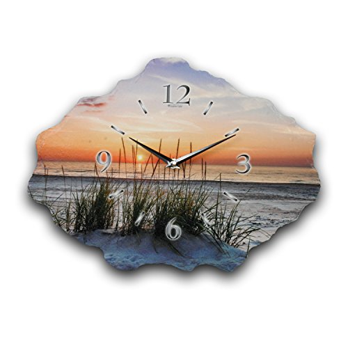 Kreative Feder Designer-Wanduhr aus Stein (Beton) mit flüsterleisem Uhrwerk - Sandstrand von Kreative Feder