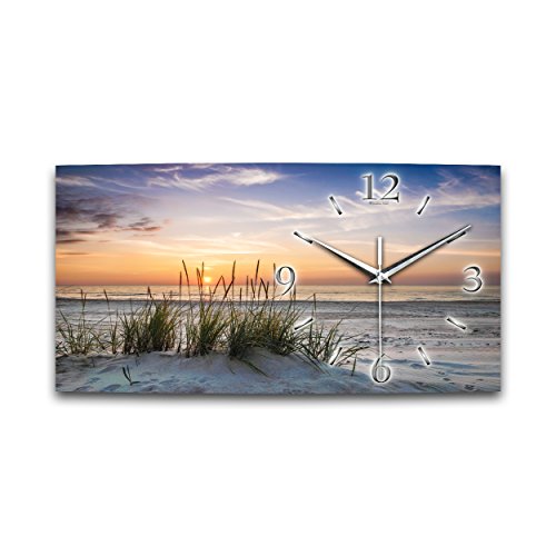 Kreative Feder Düne Sandstrand Meer Relax XXL Designer leise Funk Wanduhr Funkuhr modernes Design * Made in Germany* WA013FL (50x25cm) von Kreative Feder