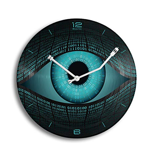 Kreative Feder Electronic Eye Music Schallplatten-Uhr Retro Vinyl Designer Funk Wanduhr leise Funkuhr ohne Ticken 30cm WSP033FL (leises Funkuhrwerk) von Kreative Feder