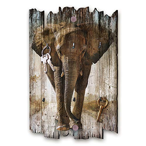 Kreative Feder Elefant Designer Schlüsselbrett, Hakenleiste Landhaus Style, Shabby aus Holz 30x20cm, HSB076 von Kreative Feder